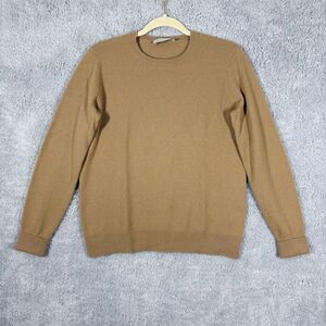 Everlane Women's Rolled Cuff Cashmere Crewneck Pullover Sweater Size M Camel Tan
